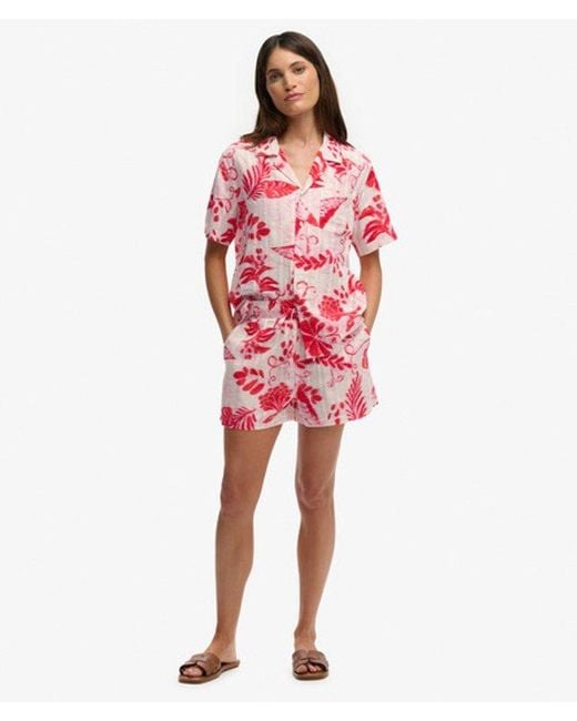 Superdry Red & Co Beach Printed Short Sleeve Shirt