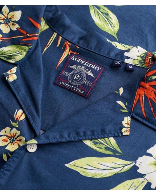 Superdry Blue & Co Hawaiian Print Short Sleeve Shirt for men