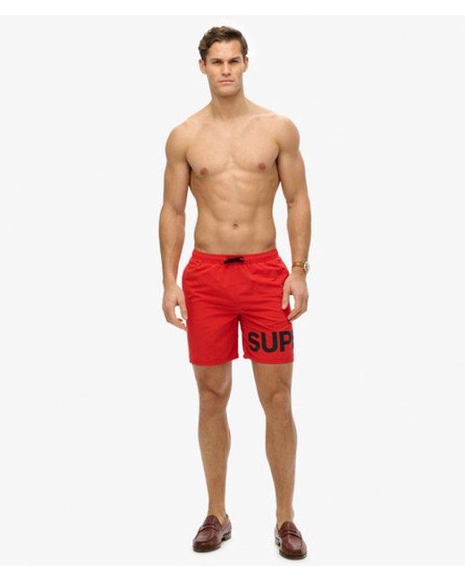 Homme Short De Bain À Motif Longueur 43 Cm Taille Superdry pour homme en coloris Red