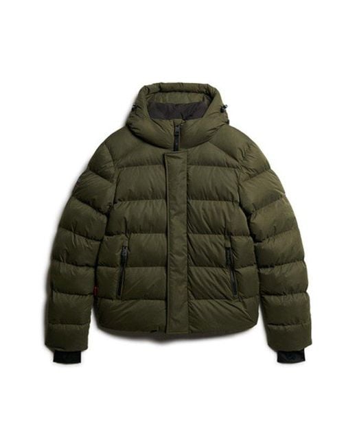 Superdry Blue & Co Hooded Microfibre Sport Puffer Jacket for men