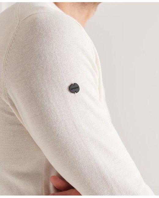 Superdry Natural Coolmax Crew Knit Jumper Oyster for men