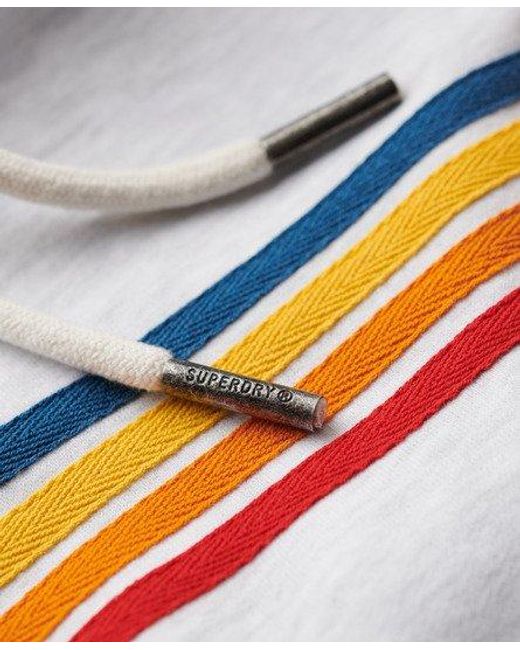 Superdry White Rainbow Stripe Logo Hoodie