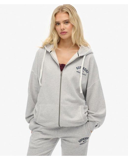 Superdry Gray & Co Athletic Essentials Oversized Zip Hoodie