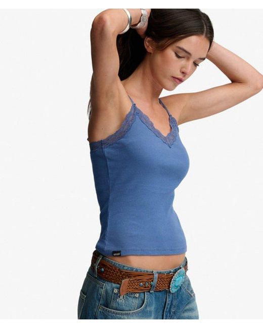 Superdry Blue & Co Essential Lace Trim Cami Top