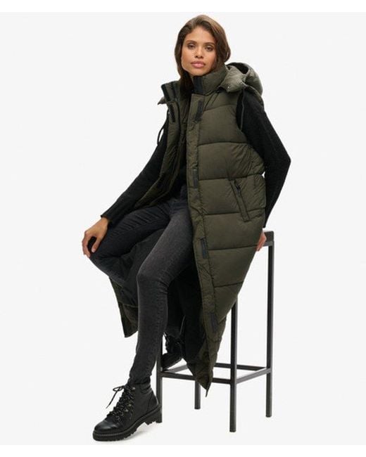 Superdry Black & Co Hooded Ripstop Long Gilet
