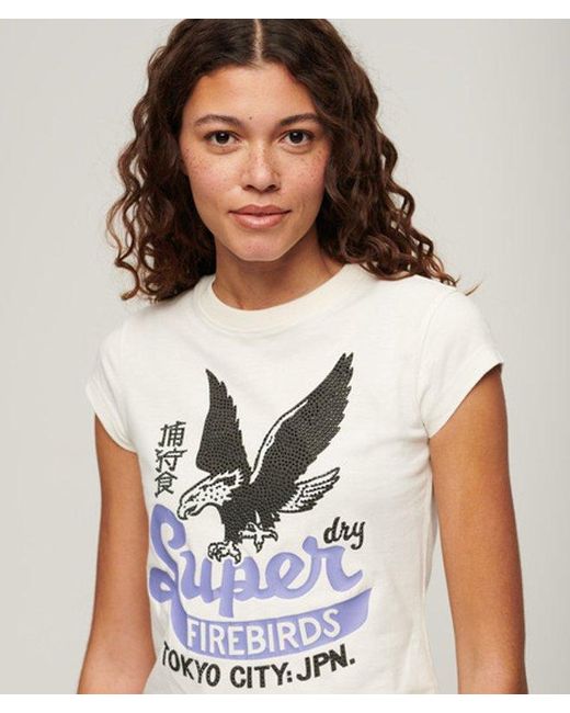 Superdry White & Co Embellished Poster Cap Sleeve T-shirt