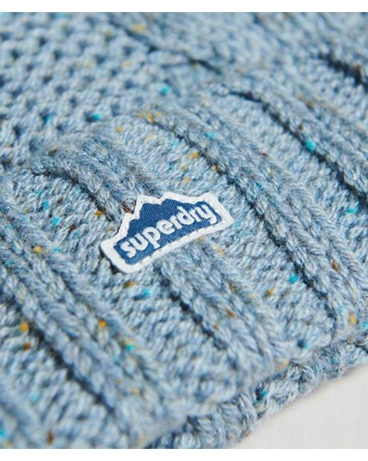 Superdry Blue & Co Cable Knit Bobble Beanie
