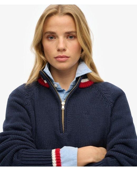 Superdry Blue & Co Tipped Half Zip Jumper