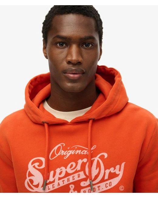 Superdry Red Leather & Boot Co Script Hoodie for men