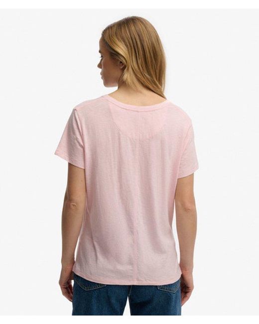 Superdry Pink & Co Studios Slub Embroidered T-shirt