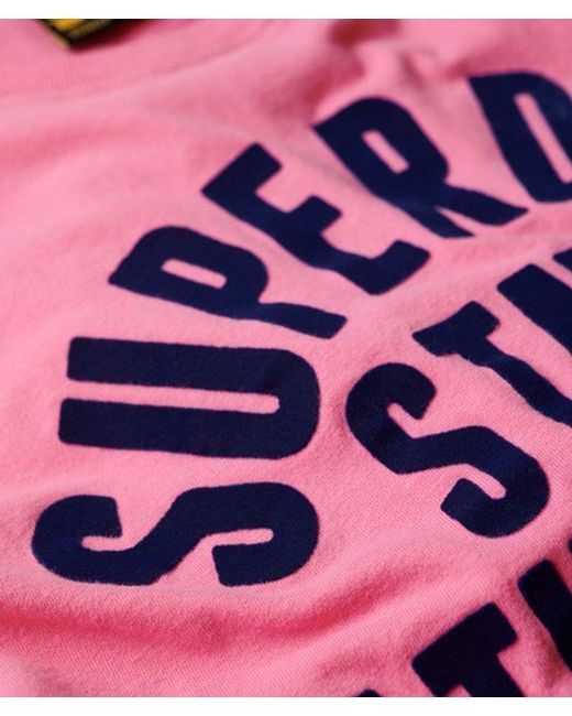 Superdry Pink & Co Varsity Flocked Fitted T-shirt