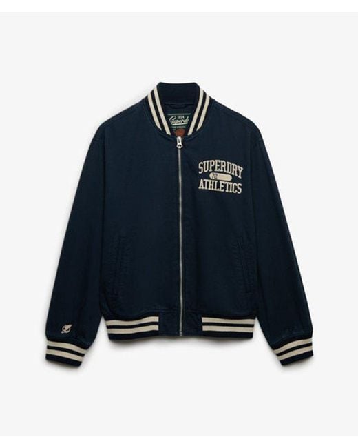 Superdry Blue Twill Varsity Bomber Jacket for men