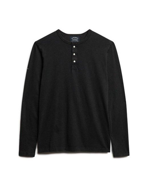 Superdry Black & Co Classic Long Sleeve Jersey Grandad Top for men