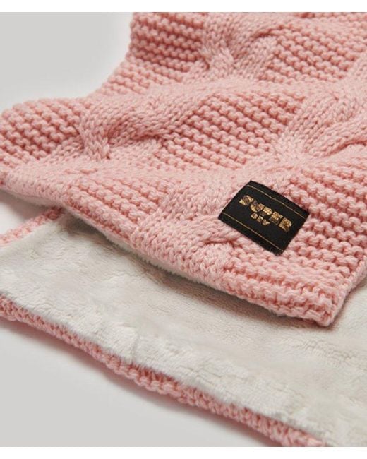Superdry Pink & Co Cable Knit Scarf