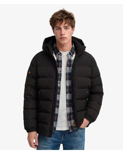 Superdry Black & Co Hooded Sports Puffer Jacket for men