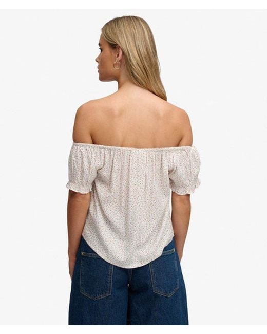 Superdry White & Co Short Sleeve Half Button Woven Top