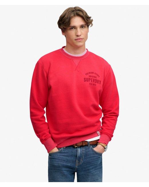 Superdry Red & Co Block Text Crew Neck Sweatshirt for men