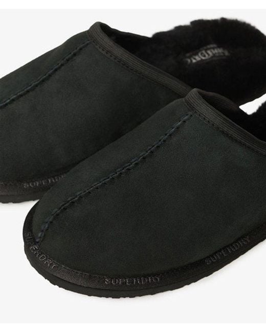 Superdry Black & Co Suede Mule Slippers for men
