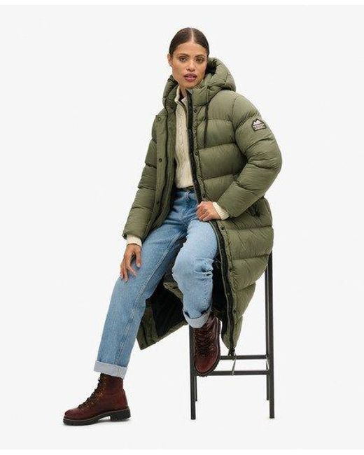 Superdry Green Rip-Stop Longline Puffer Coat