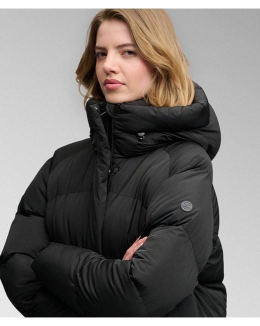 Superdry Black & Co Long Hooded Puffer Coat