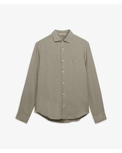 Superdry Gray & Co Riviera Long Sleeve Linen Shirt for men