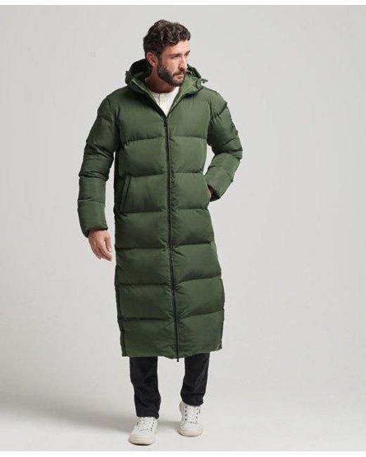 Superdry Green Extra Long Puffer Coat for men