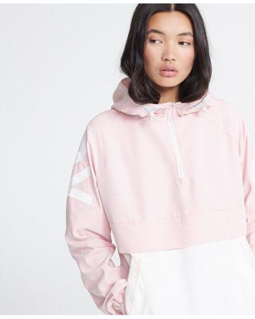 Superdry White Colour Block Overhead Jacket Rose