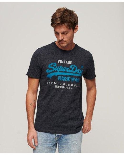 Superdry Blue Vintage Logo Premium Goods T Shirt for men