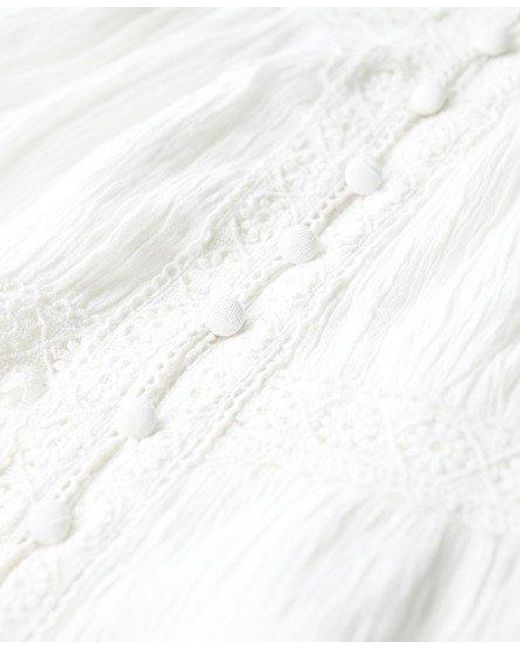Superdry White Alana Lace Trim Cami Dress