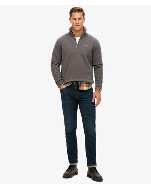 Homme Sweatshirt Demi-Zip Essential Logo Taille Superdry pour homme en coloris Gray