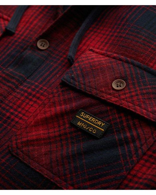 Superdry Red Surplus Hooded Check Shirt for men