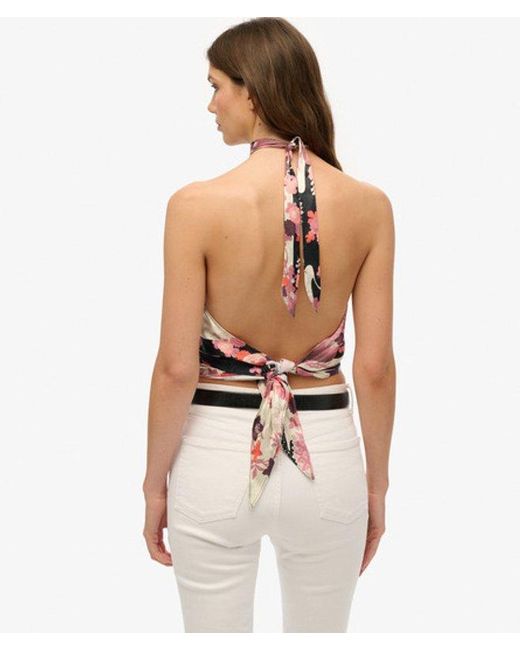 Superdry Pink & Co Jacquard Halter Top