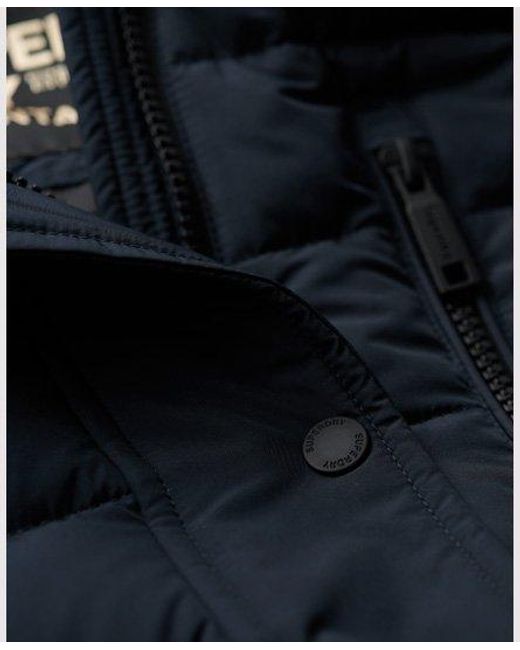 Superdry Blue Fuji Hooded Mid Length Puffer Coat
