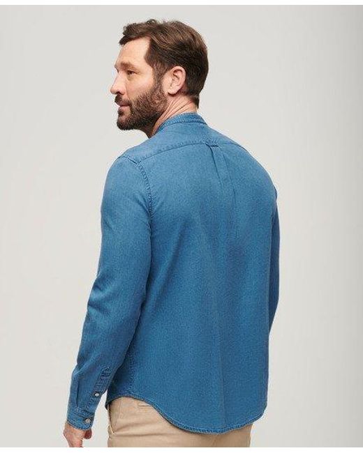 Superdry Indigo Merchant Grandad Overhemd Grootte: S in het Blue voor heren