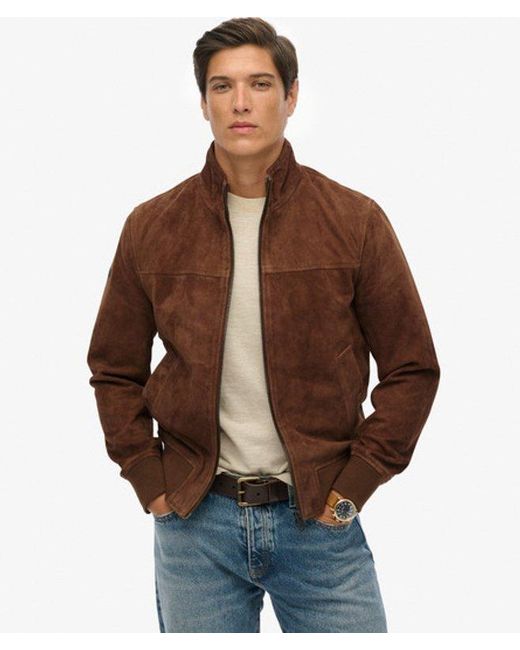 Superdry Blue & Co Modern Leather Sports Jacket for men