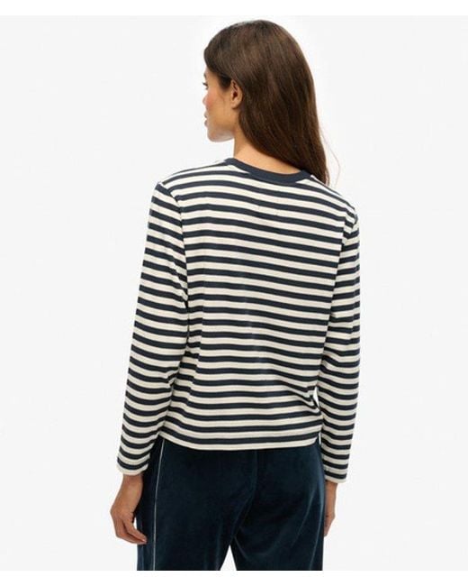 Superdry Blue & Co Country Club Long Sleeve Stripe Top