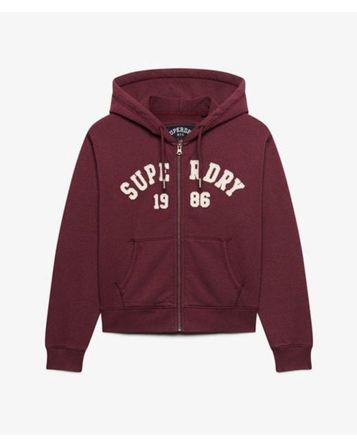 Superdry Red & Co Athletic Essential Relaxed Crop Zip Hoodie