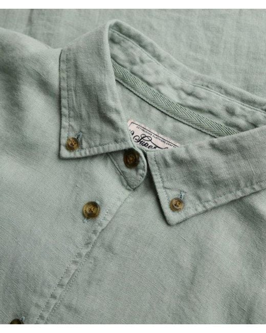 Superdry Gray & Co Premium Linen Button Down Slim Shirt