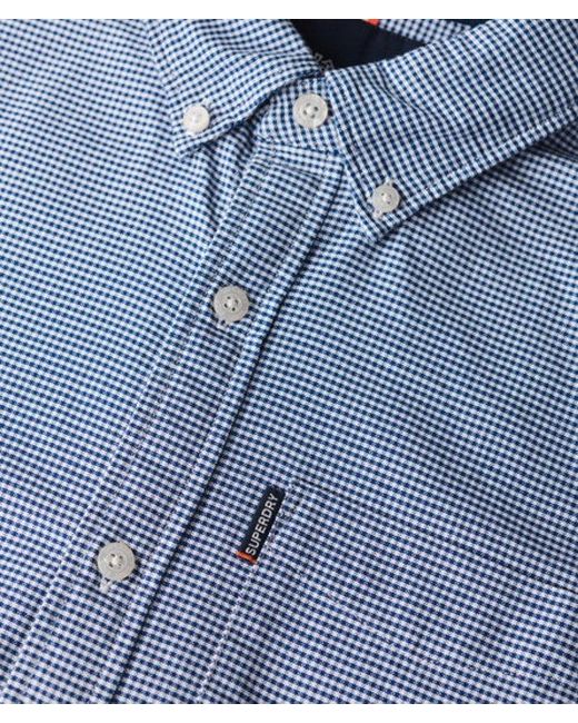 Superdry Blue Essentials Long Sleeve Oxford Shirt for men