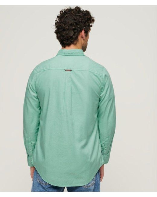 Superdry Green & Co Classic Overdyed Organic Cotton Long Sleeve Shirt for men