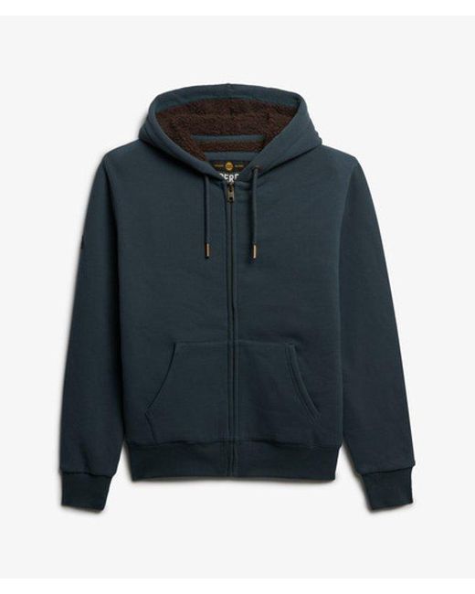 Superdry Black & Co Borg Lined Zip Hoodie for men