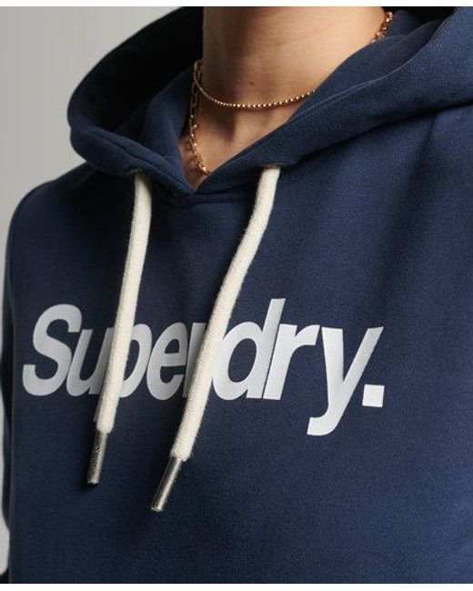 Superdry Blue Core Logo Unbrushed Hoodie Nautical