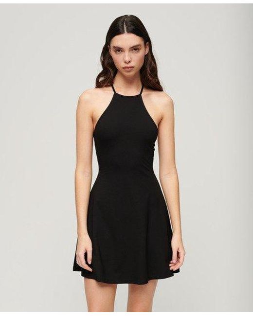 Superdry Black Mini Jersey Fit-and-flare Dress