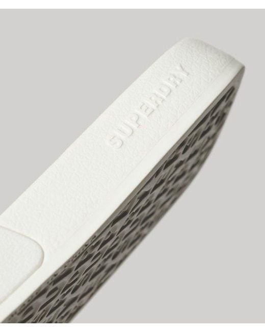 Superdry White & Co Vegan Logo Pool Sliders