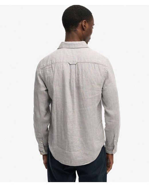 Superdry Gray & Co Riviera Long Sleeve Linen Shirt for men
