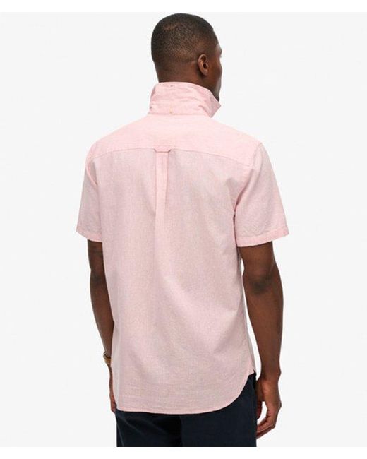 Superdry Pink & Co City Cotton Linen Short Sleeve Shirt for men