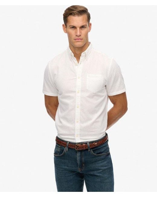 Superdry White & Co City Cotton Linen Short Sleeve Shirt for men