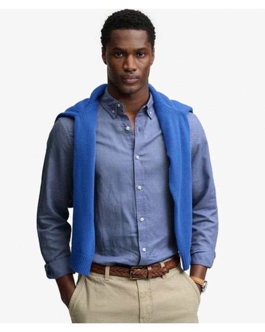 Superdry Blue & Co Cotton Linen Long Sleeve Shirt for men