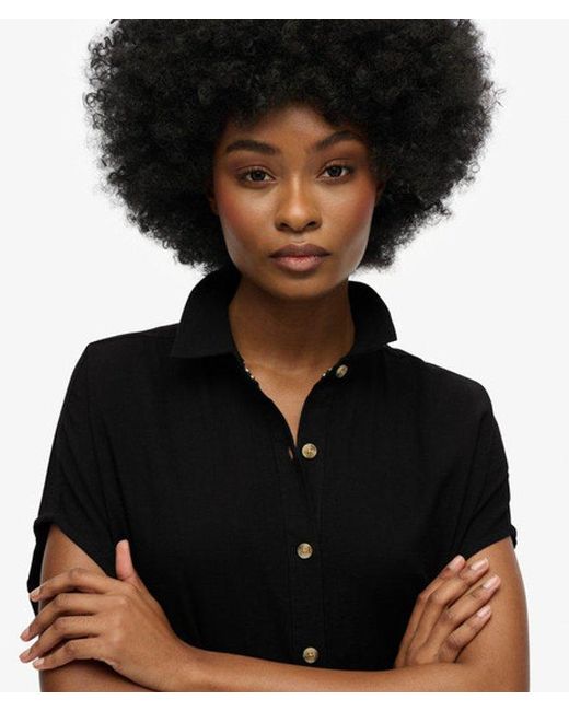 Superdry Black Oversized Midi Shirt Dress