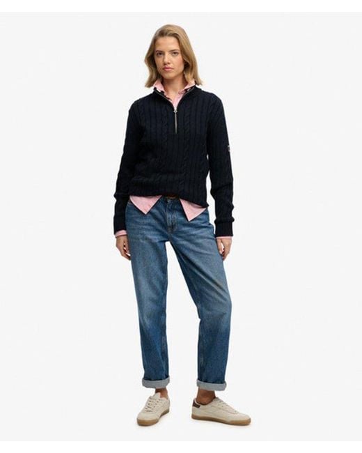 Superdry Blue & Co Slouchy Cable Half Zip Jumper